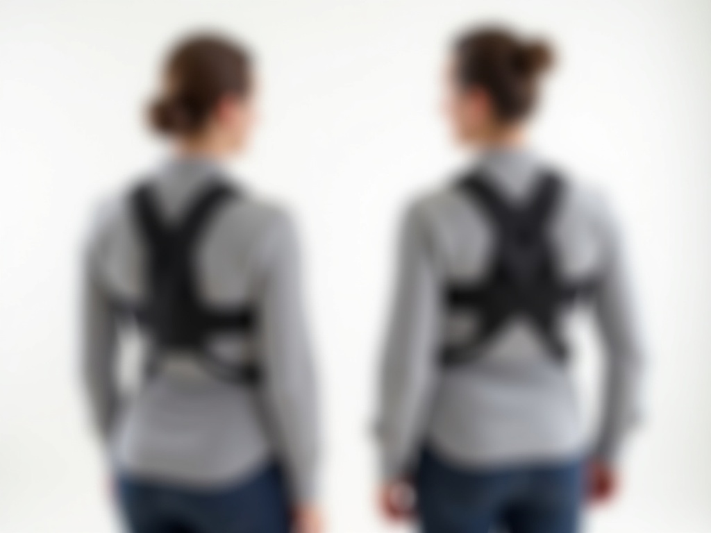 Comparaison entre un t-shirt correcteur et un correcteur de posture classique - vue de dos