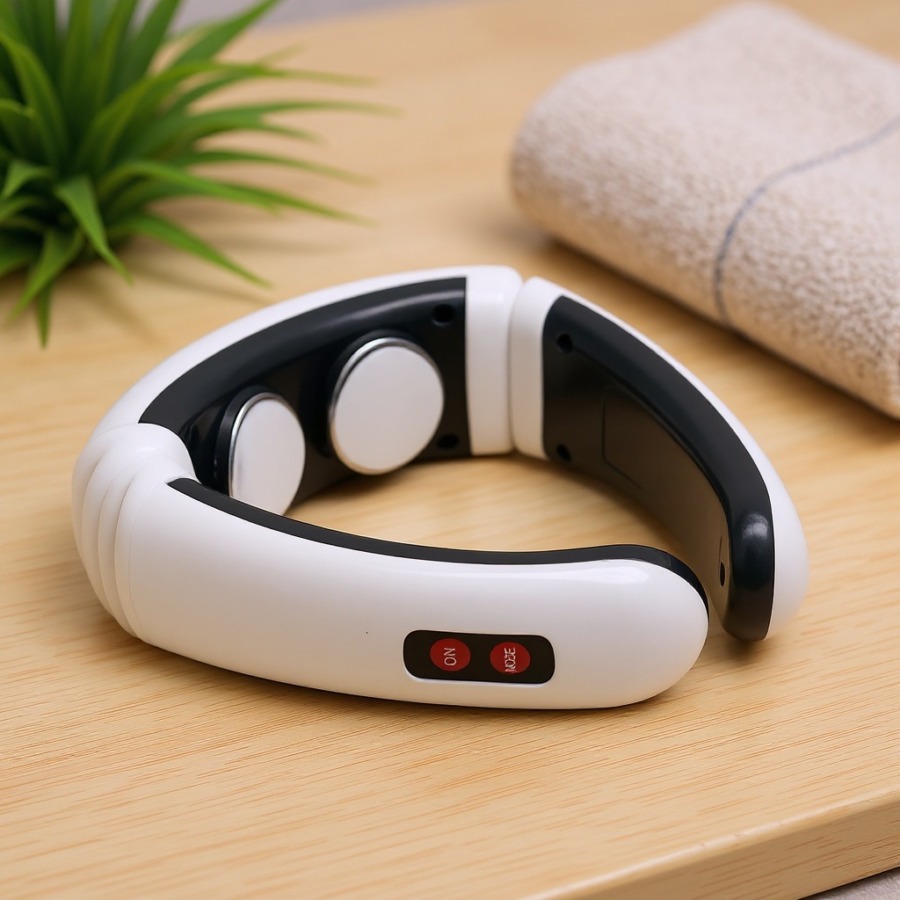 Appareil de massage du cou et de la nuque sur table en bois Appareil de massage du cou et de la nuque sur table en bois