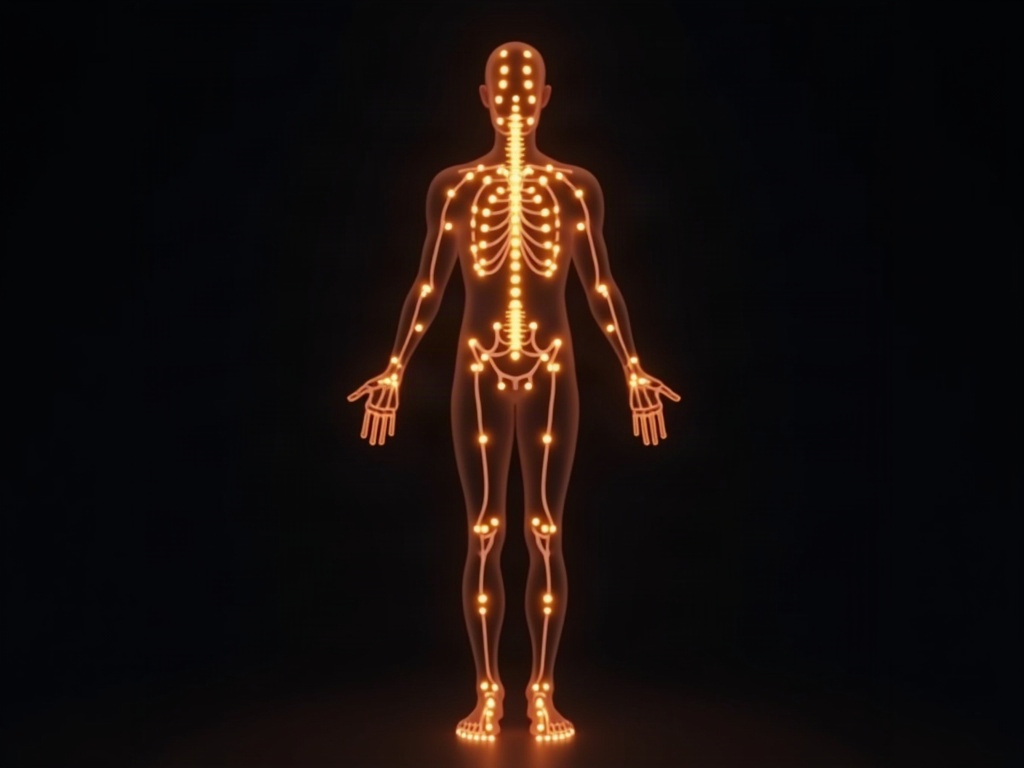 Schéma des méridiens et points d’acupression sur le corps humain