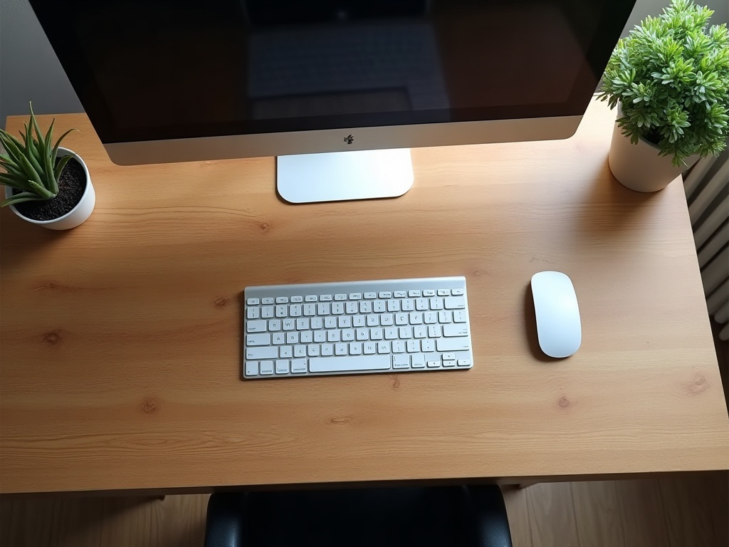 Organisation d'un bureau ergonomique - disposition du clavier, de la souris et de l'écran sur support