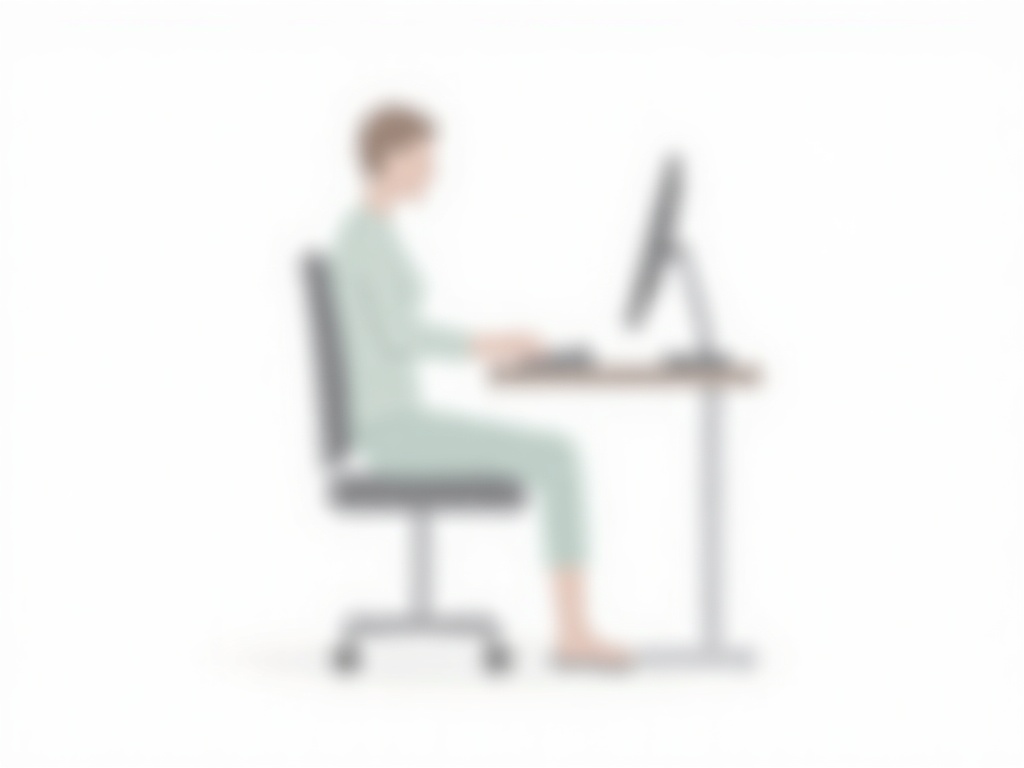 Position assise correcte au bureau, vue de profil avec les angles ergonomiques indiqués