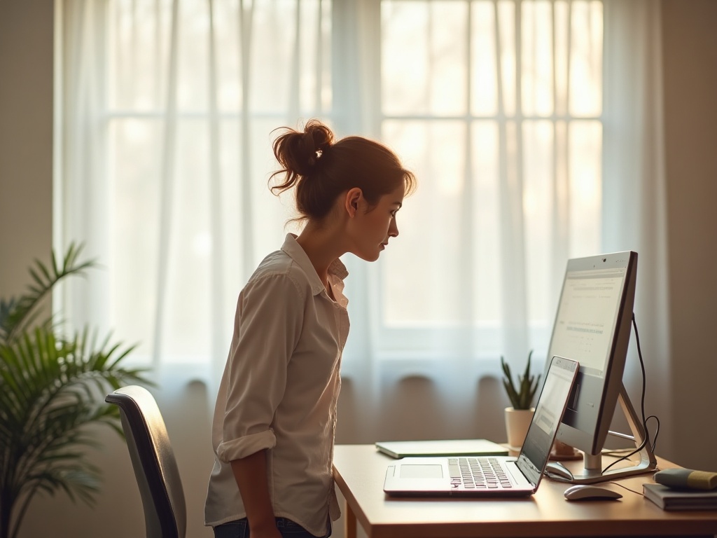 Exercices d’étirement du cou au bureau en complément du collier cervical