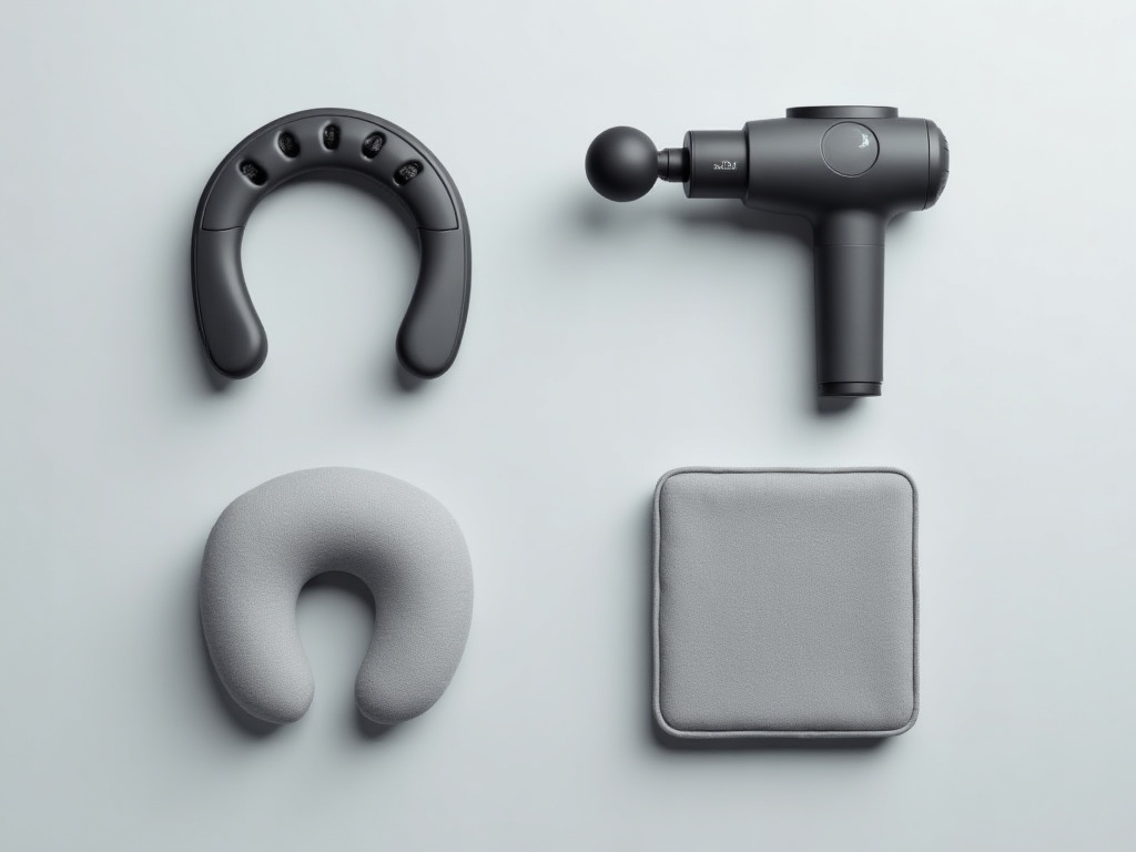 Quatre types de masseurs de nuque - shiatsu, percussion, vibration et tapis de massage - comparatif