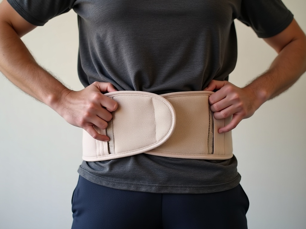 Ceinture lombaire à fermeture velcro - détail du système de serrage latéral