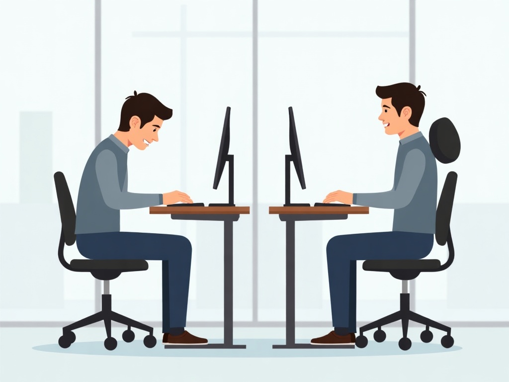 Comparaison de la posture au bureau avec et sans coussin lombaire
