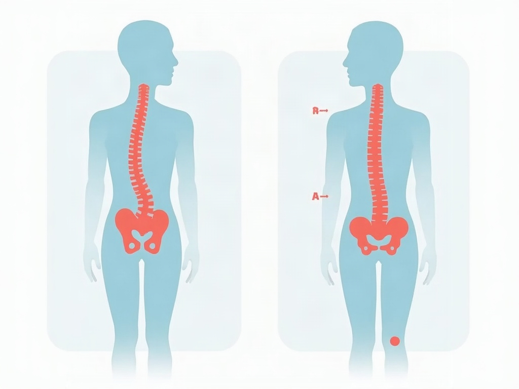 Comparaison de la position du bassin sans coussin et avec un coussin entre les genoux