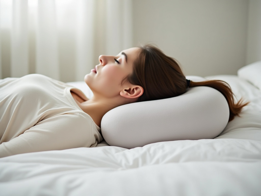 Personne dormant sur un oreiller orthopédique pour le cou