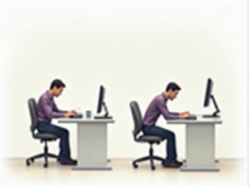 Comparaison entre une mauvaise et une bonne posture au bureau et la raideur de la nuque