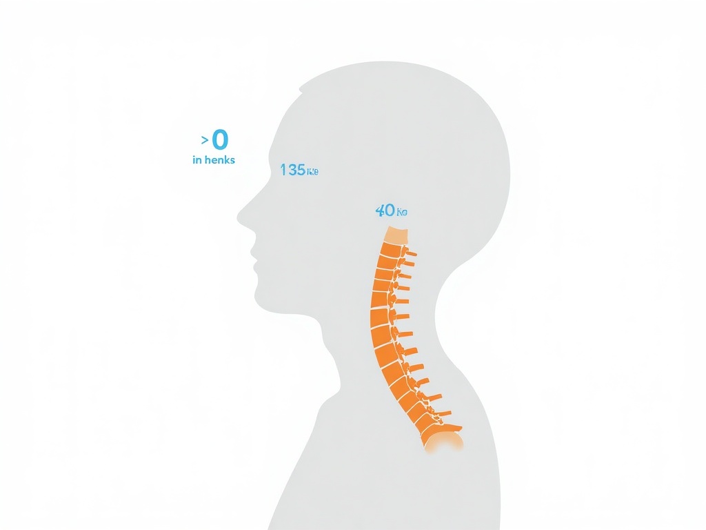 Illustration montrant la pression sur la colonne cervicale à différents angles d'inclinaison de la tête sur un smartphone