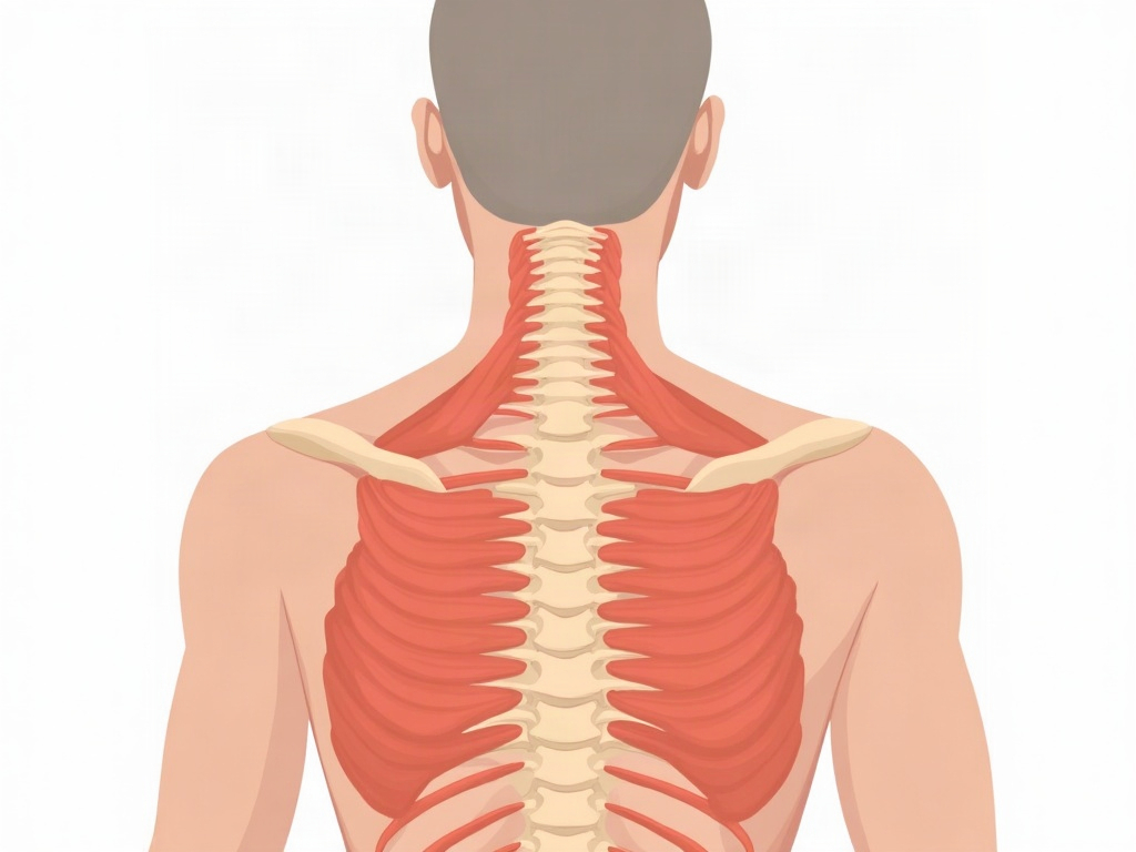 Illustration des muscles du dos impliqués dans le maintien postural