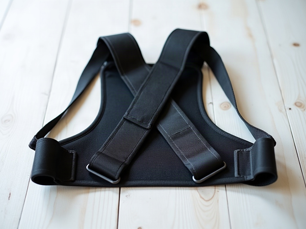 Correcteur de posture dorsal en croix avec sangles réglables et tissu mesh respirant
