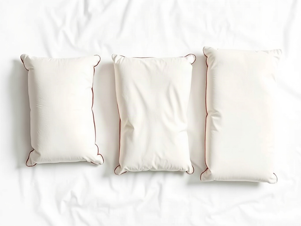Trois coussins orthopédiques présentant différentes hauteurs selon la position de sommeil
