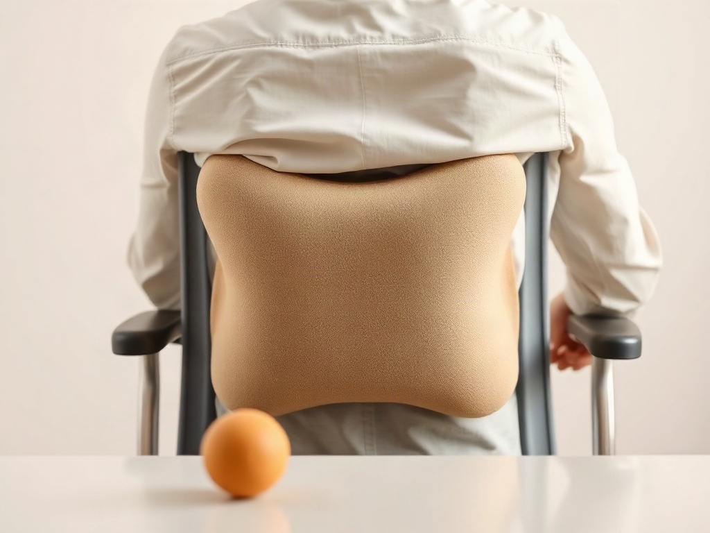 Coussin lombaire de soutien positionné correctement sur une chaise de bureau