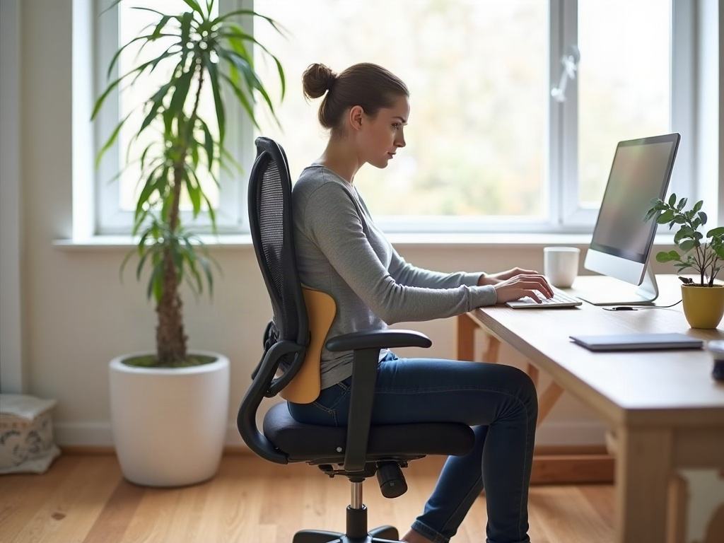 Coussin incliné pour le dos dans un fauteuil de bureau