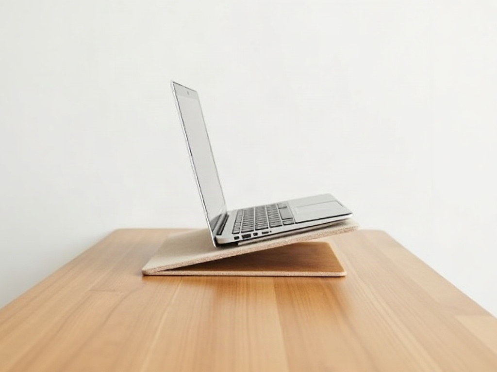 Coussin coin utilisé comme support pour ordinateur portable sur un bureau