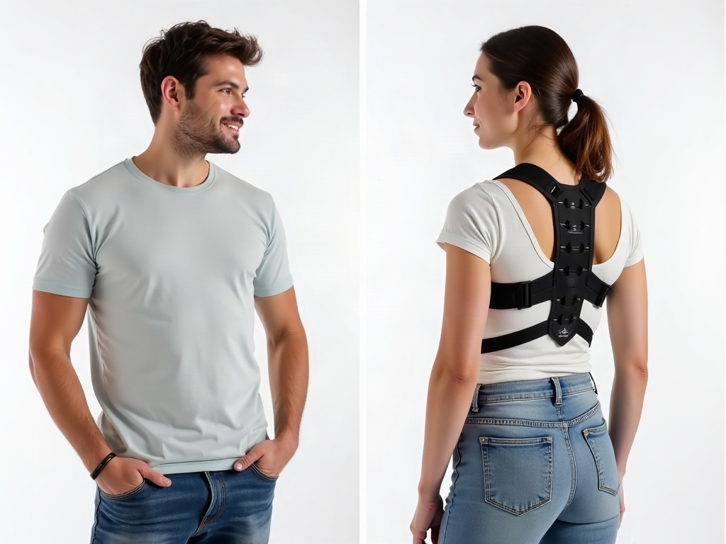 Comparaison port d'un tee-shirt correcteur versus correcteur classique à bretelles