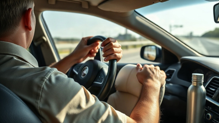 Longue route en voiture : comment soulager le bas du dos au volant
