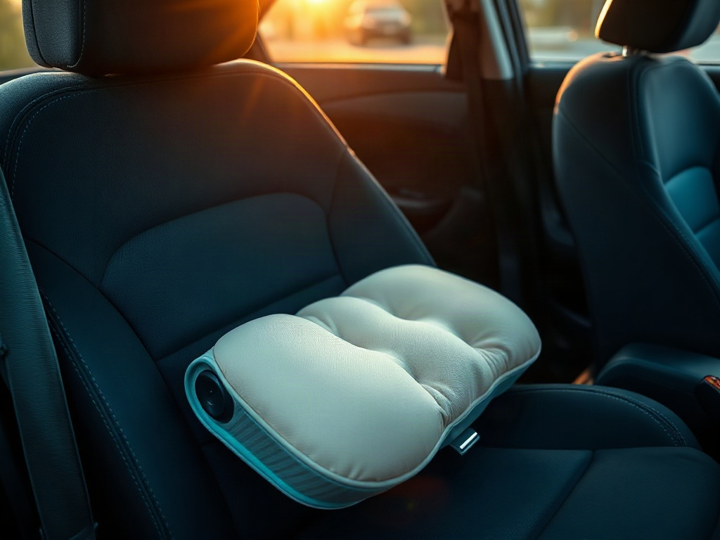 Coussin lombaire gonflable correctement positionné dans une voiture