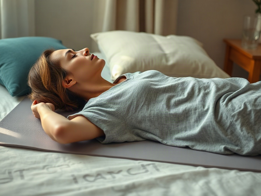 Position allongée détendue sur le mata d'acupression